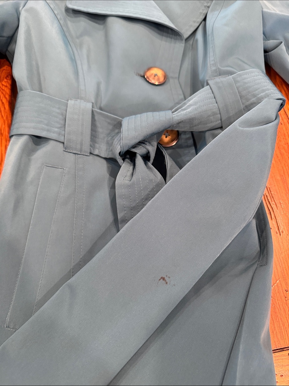 London Fog Teal Blue Classic Trench Coat Rain Jacket Petite XS PXS - Picture 10 of 11